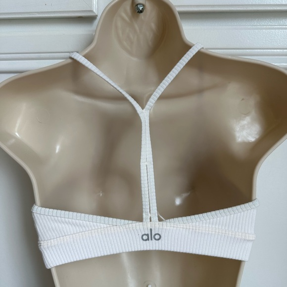 Alo Ribbed Blissful Bra. Color Ivory. Size XS. - Picture 2 of 8